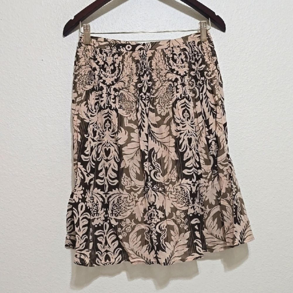 LOFT Cream Ruffled Bubble Skirt Knee-Length 00P